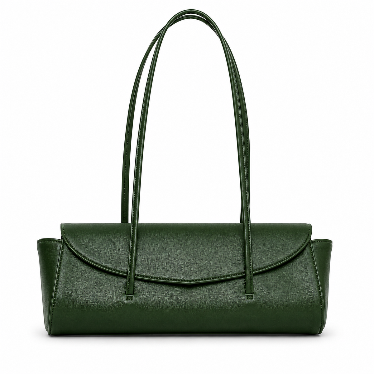 Smooth Leather Structured Baguette Bag