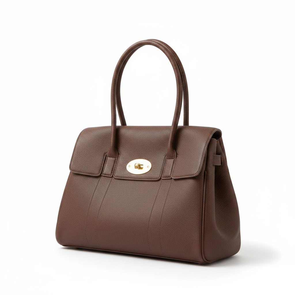 Dark Brown Leather Handbag – White Background