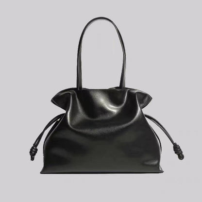 Genuine Leather Drawstring Tote Bag for Women