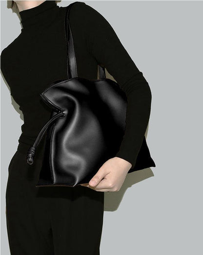 Genuine Leather Drawstring Tote Bag for Women