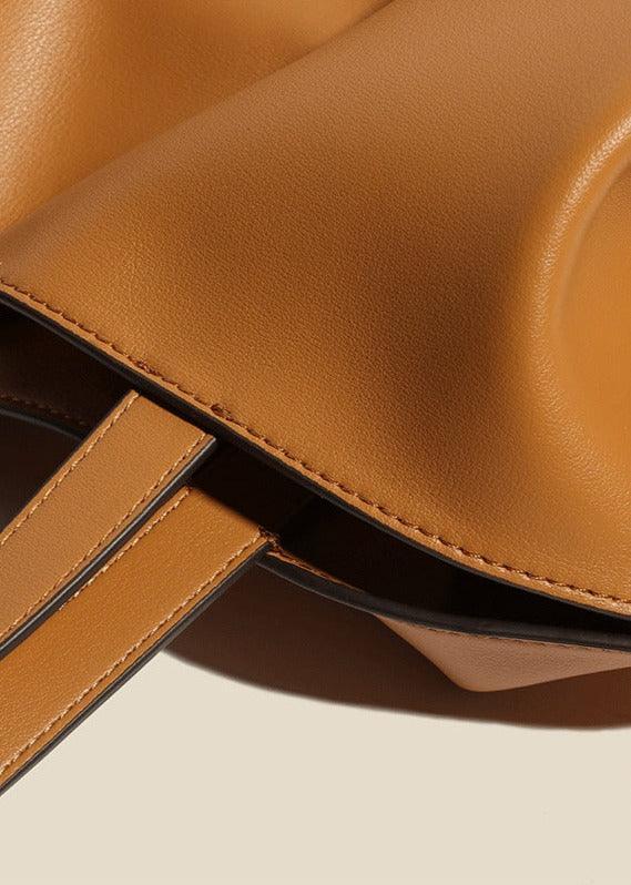 Genuine Leather Drawstring Tote Bag for Women