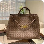 Coffee brown knotted intrecciato lambskin leather shoulder bag