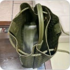 Interior of knotted intrecciato lambskin leather shoulder bag