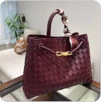 Wine red knotted intrecciato lambskin leather shoulder bag