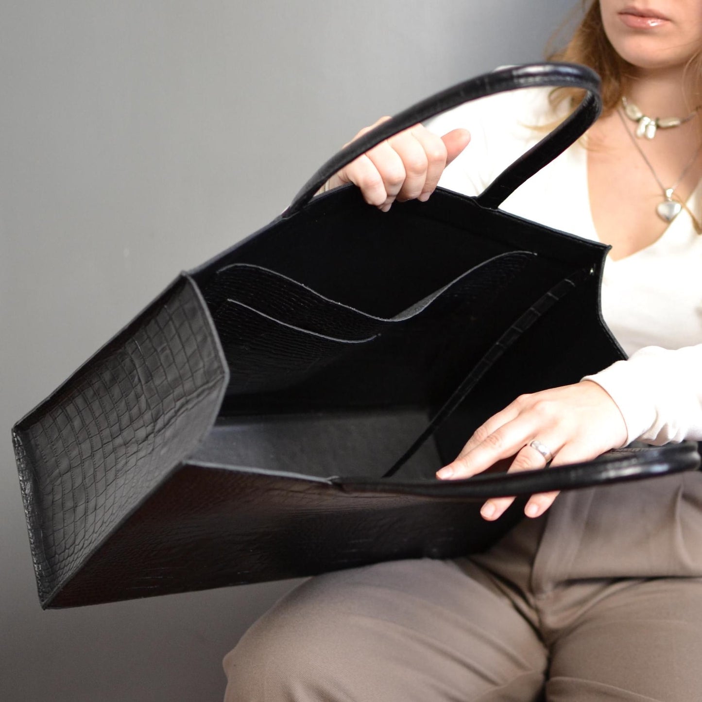 The Noir Croc Tote