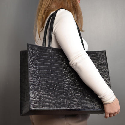 The Noir Croc Tote