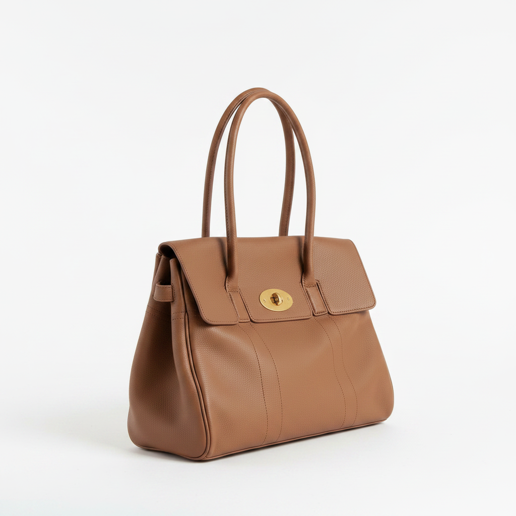 Tan Leather Handbag – White Background
