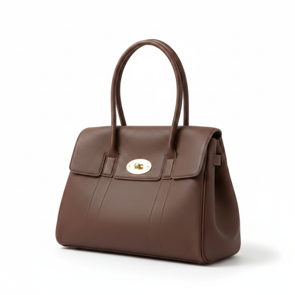 Dark Brown Leather Handbag – White Background
